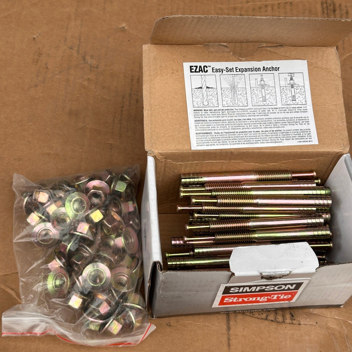 Pack of 50 Simpson EZAC37312 3/8 x 3-1/2 Easy Set Drive Pin Expansion Anchors