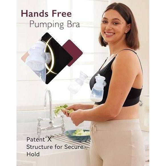 Set of 2 MSRP $48 Momcozy L Black, Grey Pumping Nursing Bra Hands Free Maternity