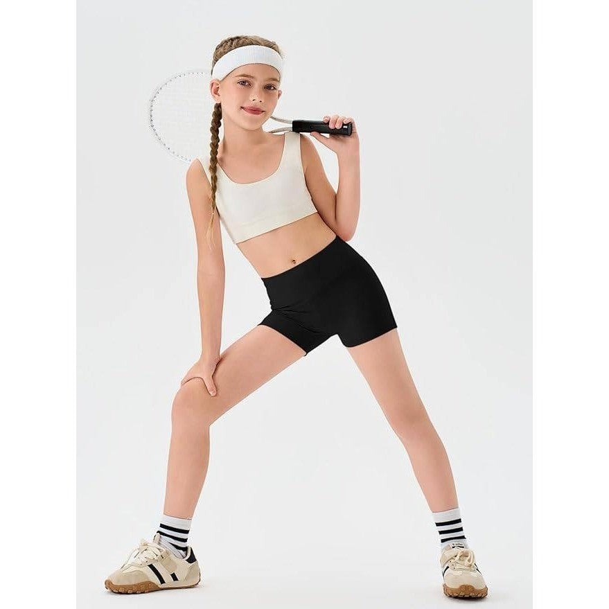 Haloumoning Girls 11-12Y Athletic Shorts Kids High Waisted Yoga Dance Biker