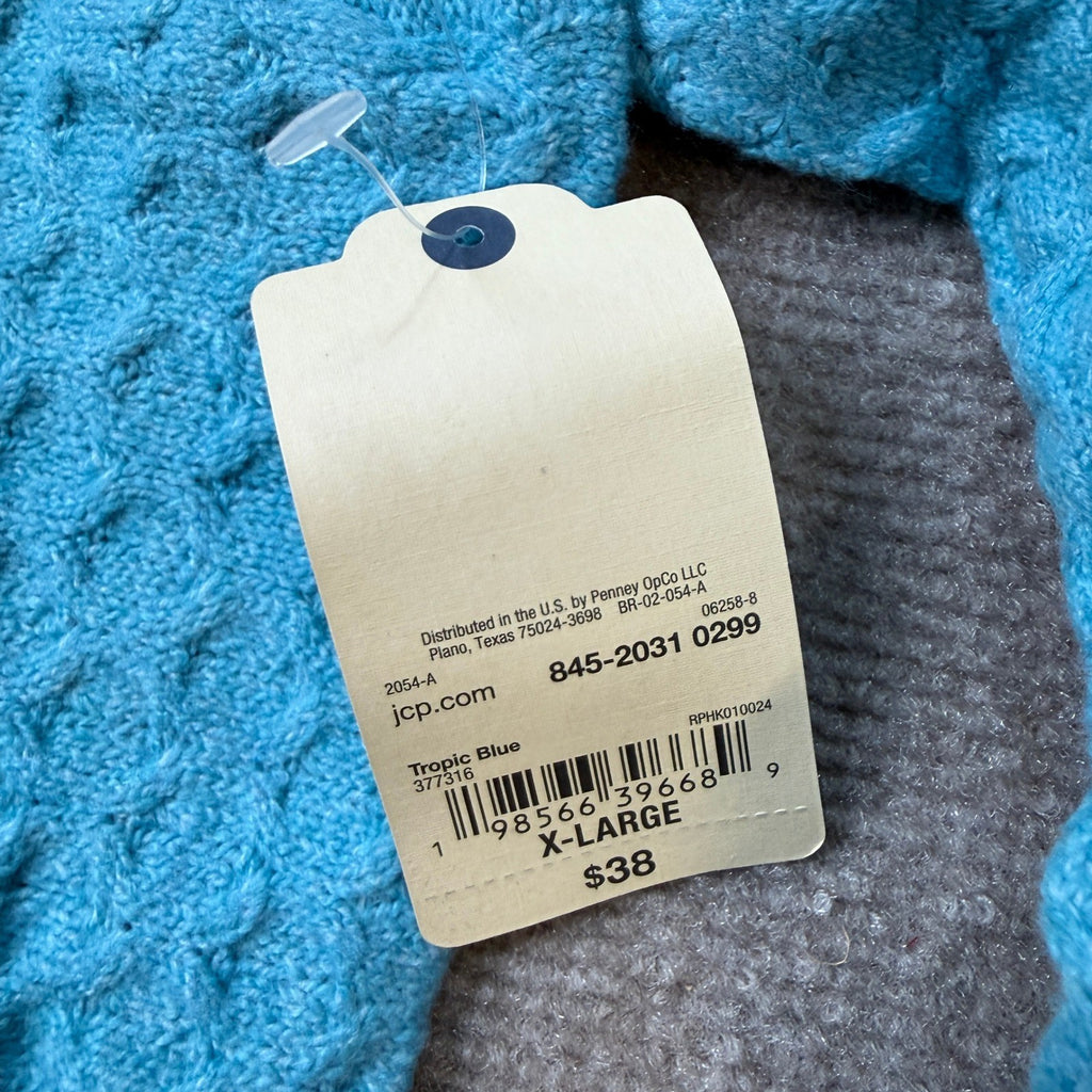 MSRP $38 St. John's Bay Womens XL Tropic Blue Long Sleeve Pullover Sweater Crew