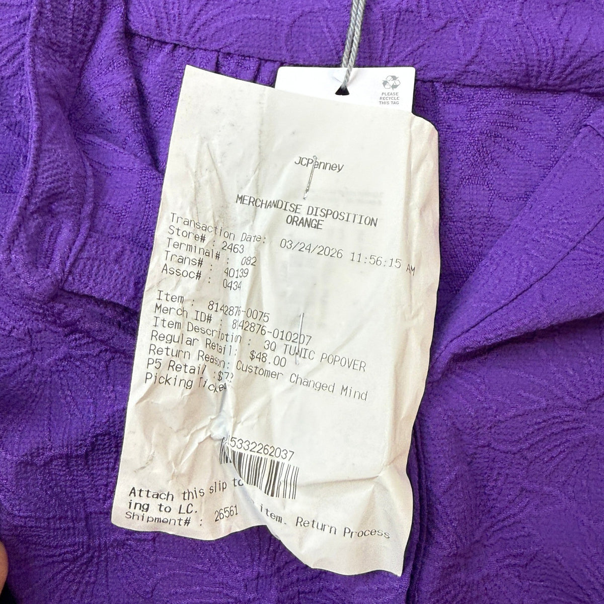 NWT Liz Claiborne Womens M Purple Floral Textured Knit Stretch Blouse Round Neck