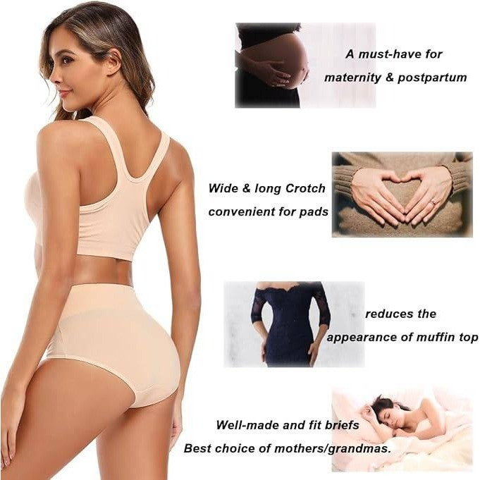 Set of 5 MSRP $34 Molasus Women's M Beige Cotton Underwear High Waisted Full