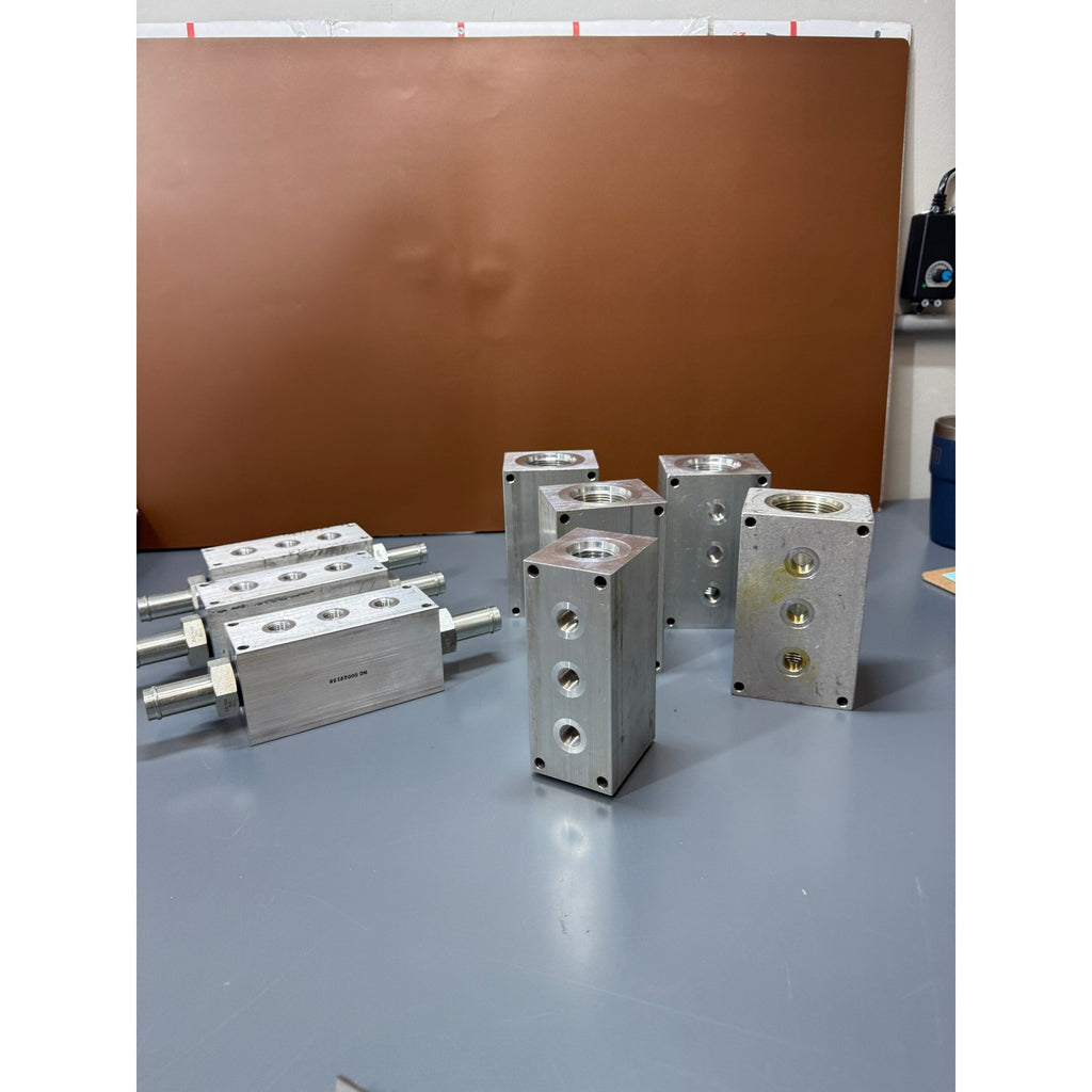 Set of 8 Aluminum Hydraulic / Pneumatic Distribution Manifold Blocks
