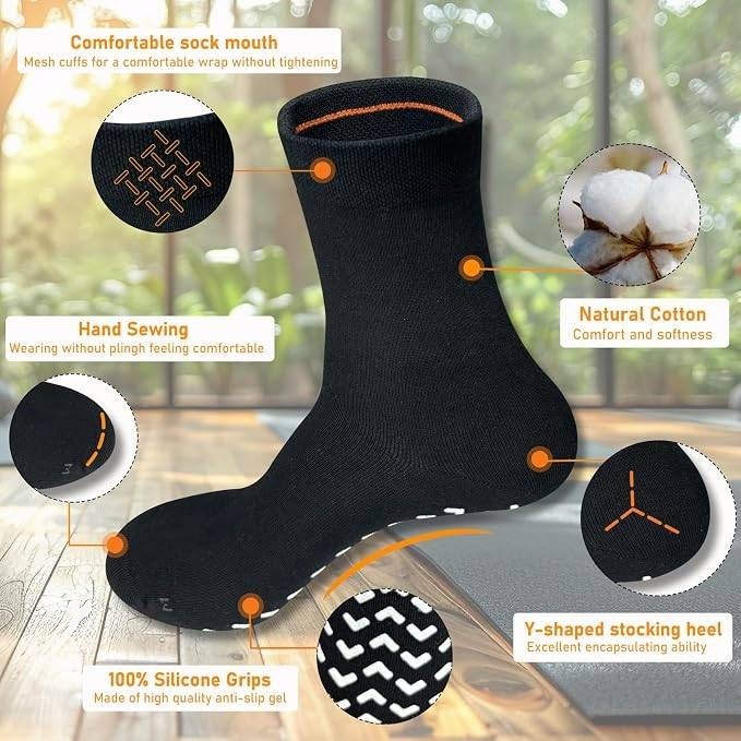 MSRP $22 SOJOFEL 4 Pairs Non Slip Grip Socks Men/Women Size L Anti Skid Crew