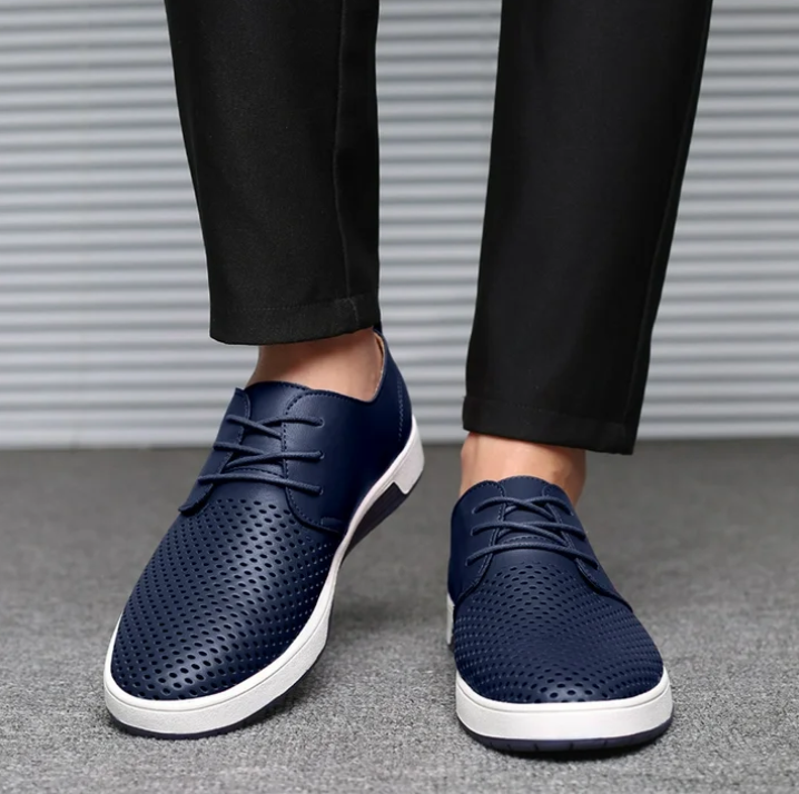 Santimon Men's US 7-10 Blue Casual Derby Shoes Breathable Lace Up Sneakers