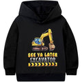 MSRP $26 Lovekider Boys 5Y Black Excavator Hoodies Sweatshirts Fun Vehicle Gra