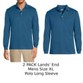 2 Pack Lands' End Mens XL Evening Blue Polo Shirt Long Sleeve 100% Cotton Supima