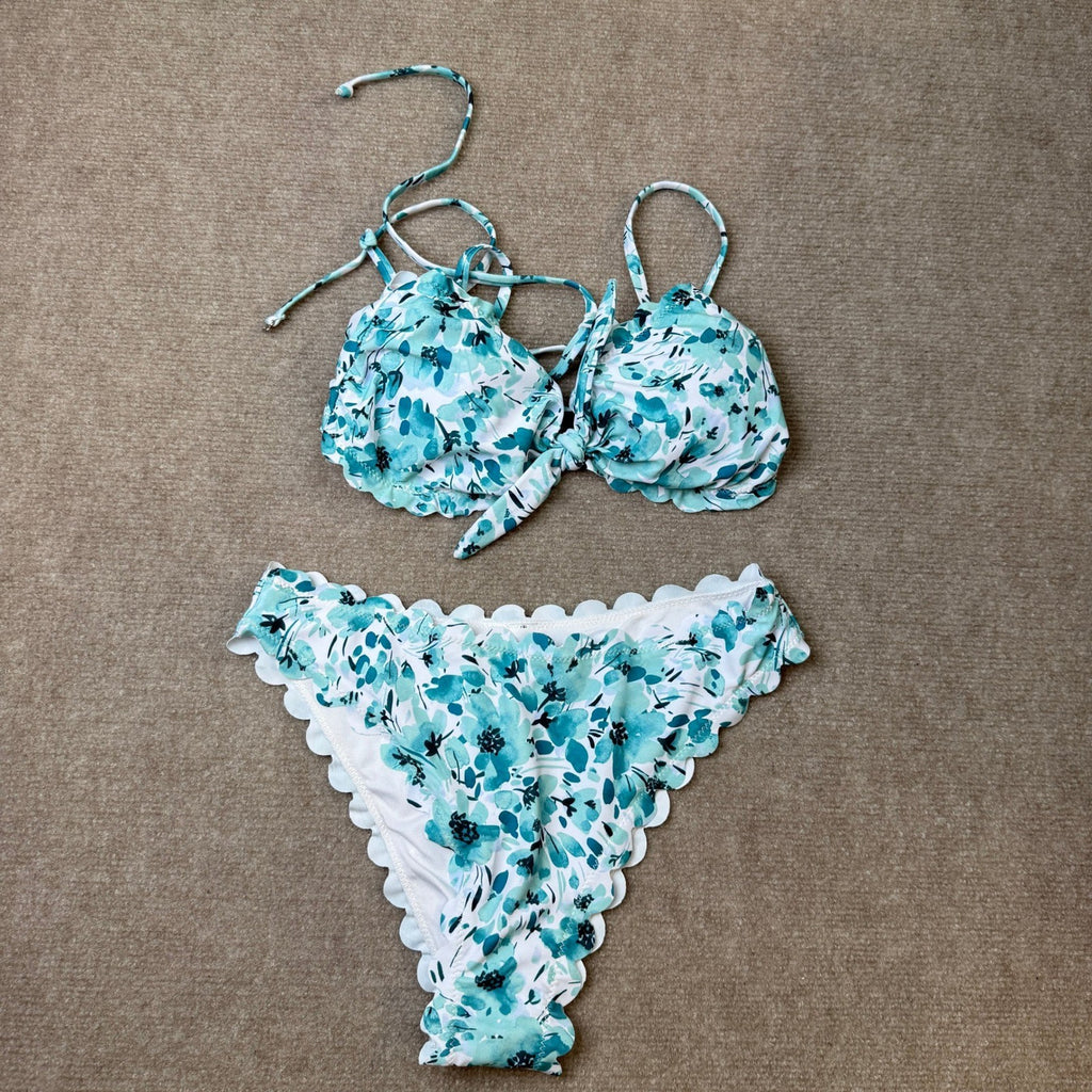 MSRP $32 BYINDED Women's M Two Piece Bikini Strapless Tube Top Mid Waist Bottom