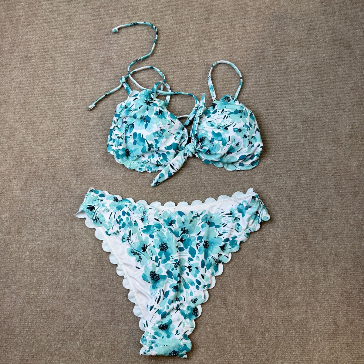 MSRP $32 BYINDED Women's M Two Piece Bikini Strapless Tube Top Mid Waist Bottom