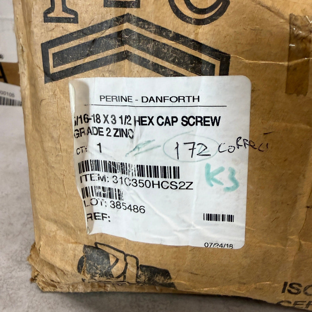 Pack of 172 PFC 5/16-18 x 3 1/2 Hex Cap Screw Bolts Grade 2 Zinc