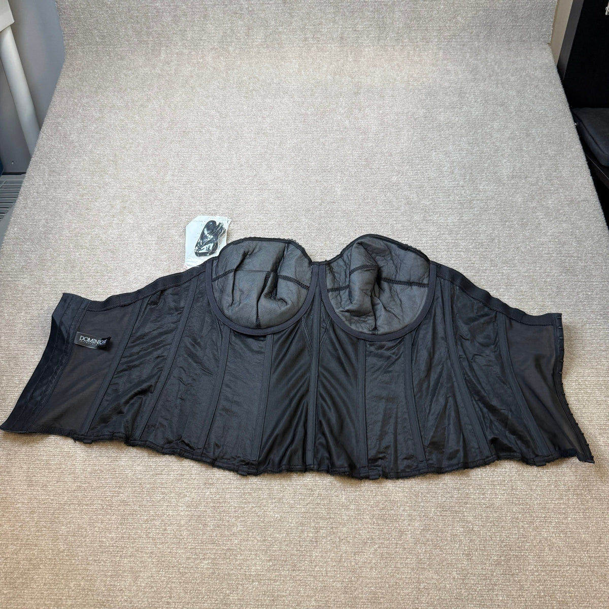 MSRP $82 Dominique 42F Black Colette Lace Longline Bridal Bra
