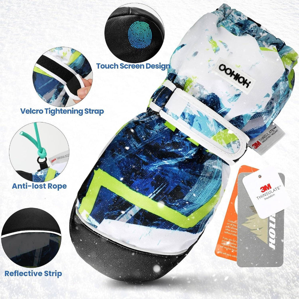 MSRP $23 HOIHOO Kids Ski Mittens Waterproof Snow Thinsulate Gloves Toddler Warm