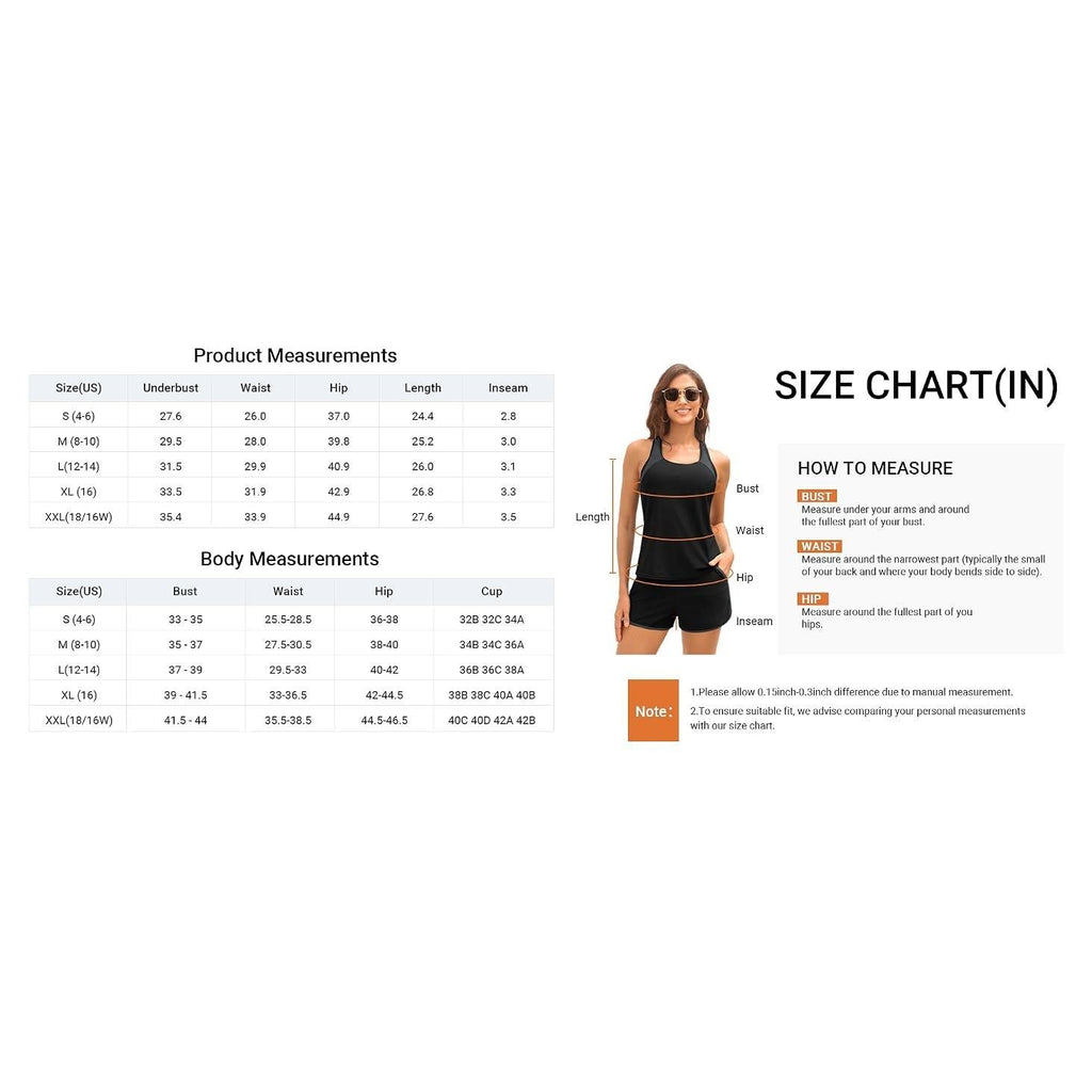 MSRP $41 Daci Women's L 3 Piece Tankini Swimsuit Tummy Control with Bra Pocket