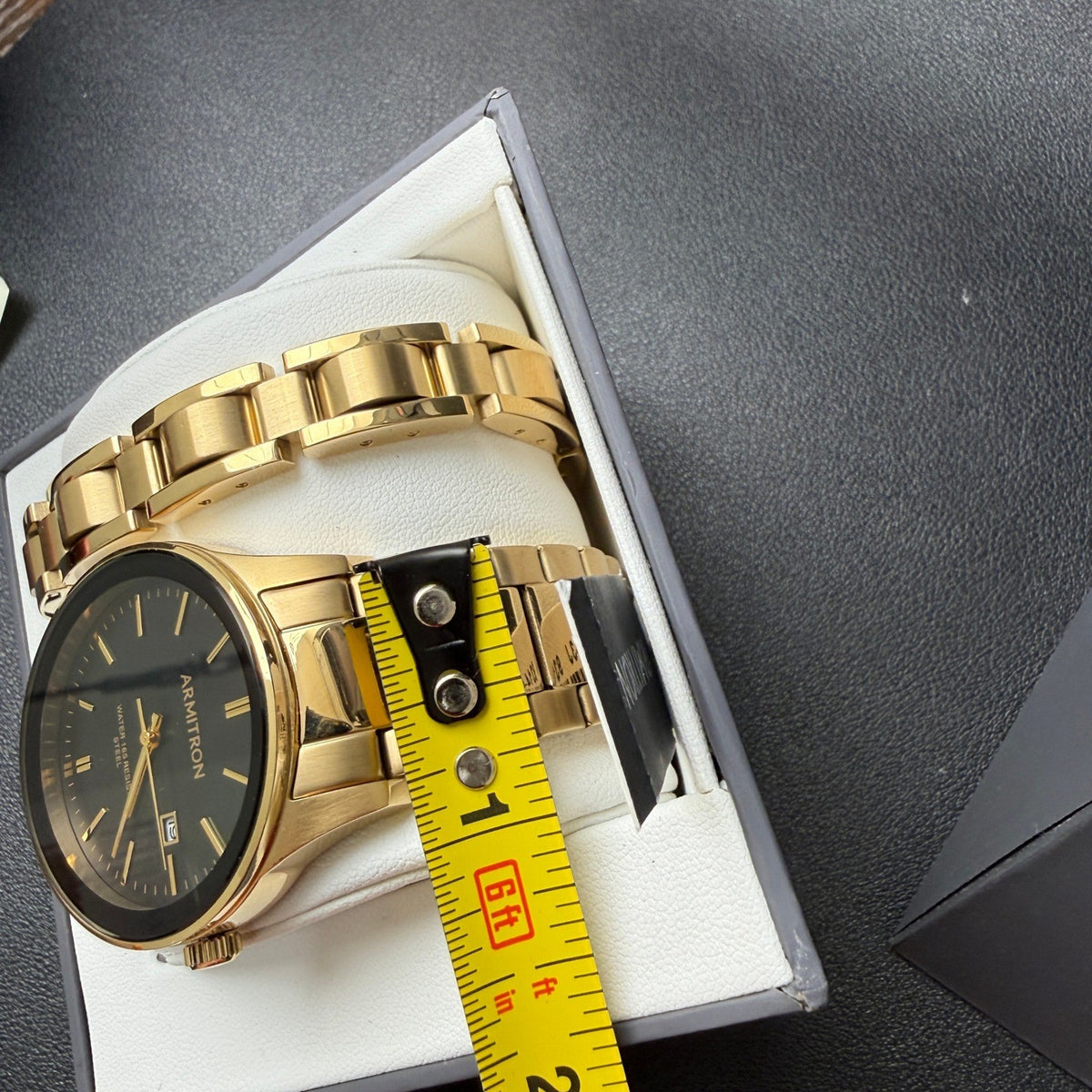 MSRP $105 Armitron 20/5374GP Men's Gold Tone Watch and Bracelet Set New Battery