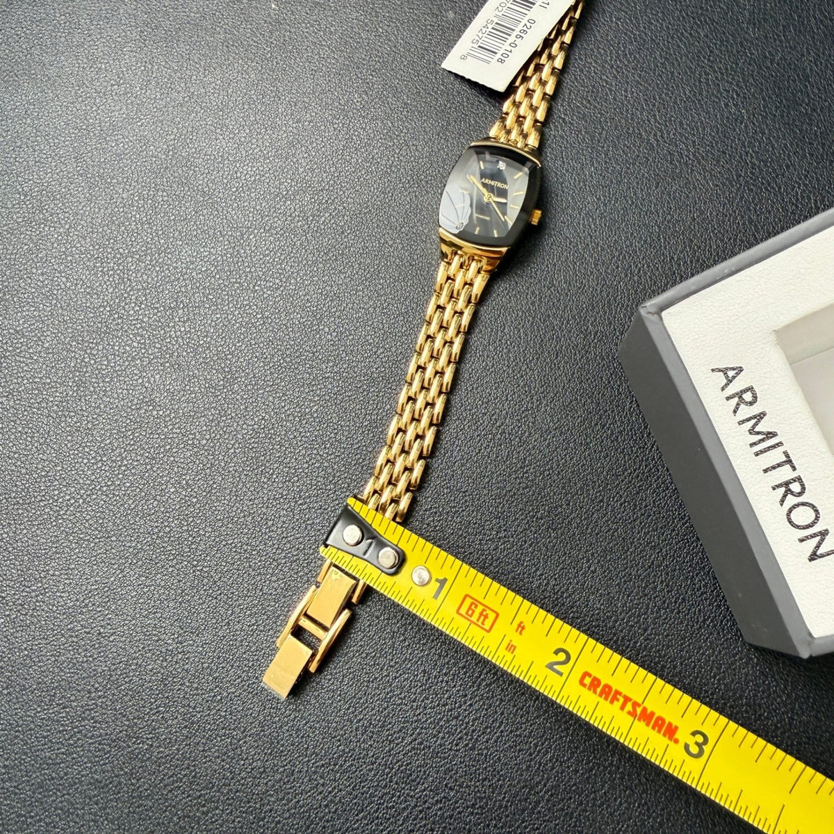 Armitron Women's 75/5195GP Gold Tone Diamond Black Dial Bracelet Watch New