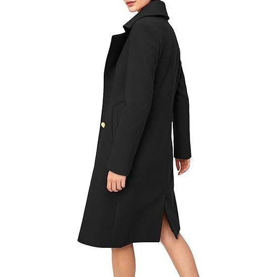 MSRP $52 OTU Vibe Women's XXL Black Long Notch Lapel Coat, Double-Breasted Peac