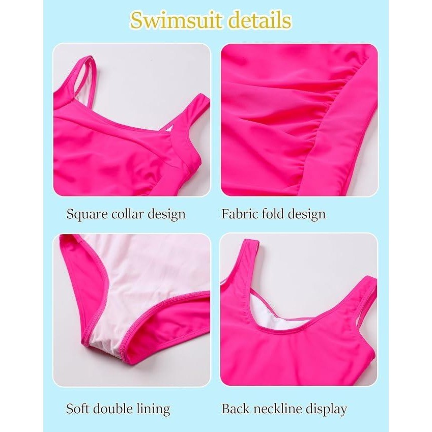 MSRP $33 Yizuoding Girl's 12Y One Piece Swimsuit Ruffled Wide Straps Swimwear Ba