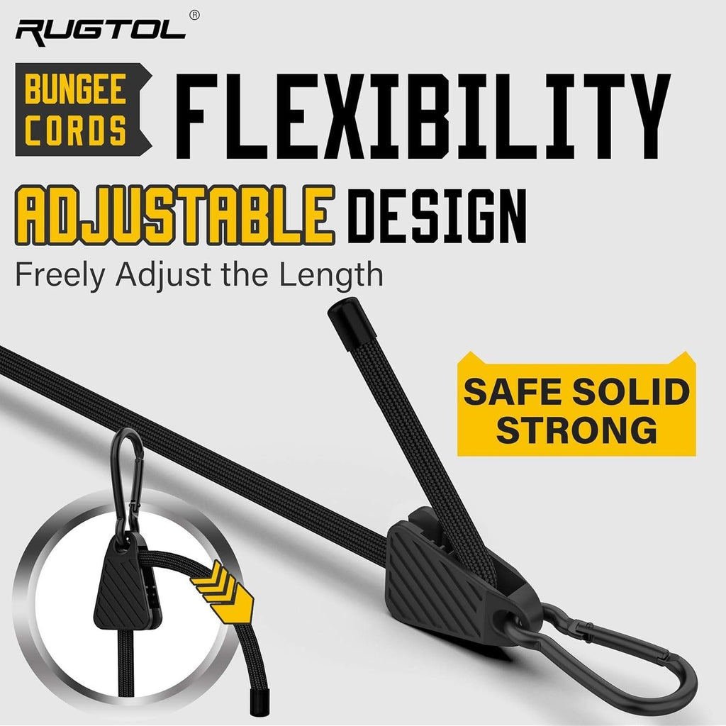 Pack of 6 Rugtol 60" Adjustable Bungee Cords w/ Carabiner Hooks Truck Bed, SUV