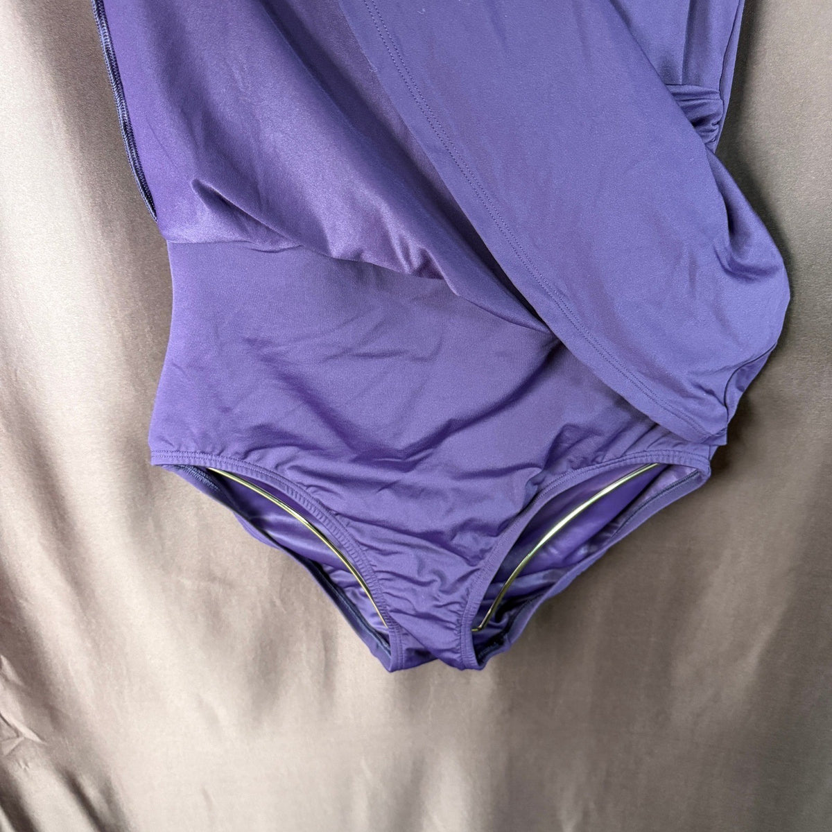 Lands' End Women's 8 Purple Tummy Control Surplice Wrap Swim Dress One Piece