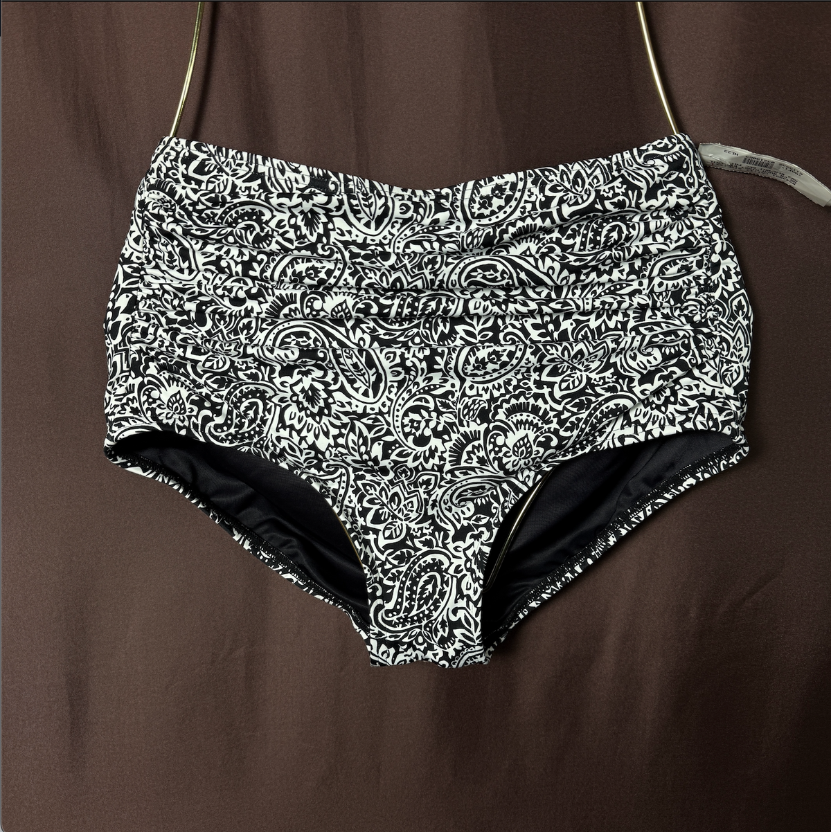 Lands' End Women's XS-L, XS-L LONG High Waisted Bikini Swim Bottom Black/White
