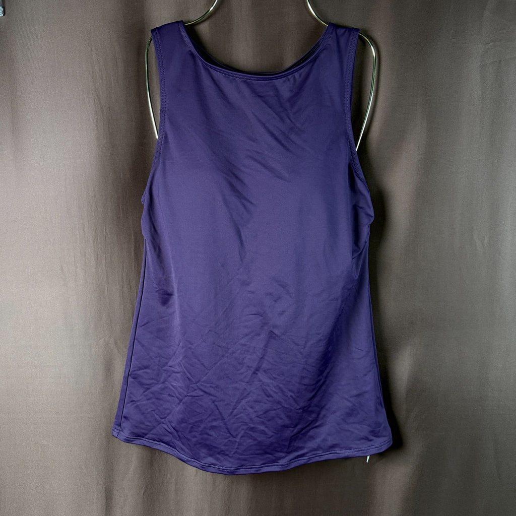 Lands' End Women's 4, 4-8 LONG Blackberry High Neck Modest Tankini Swimsuit Top