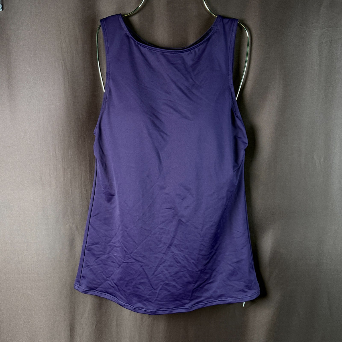 Lands' End Women's 4, 4-8 LONG Blackberry High Neck Modest Tankini Swimsuit Top
