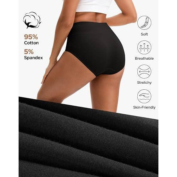 Pack of 5 MSRP $32 INNERSY Womens XL Black High Waisted Underwear Cotton Panties