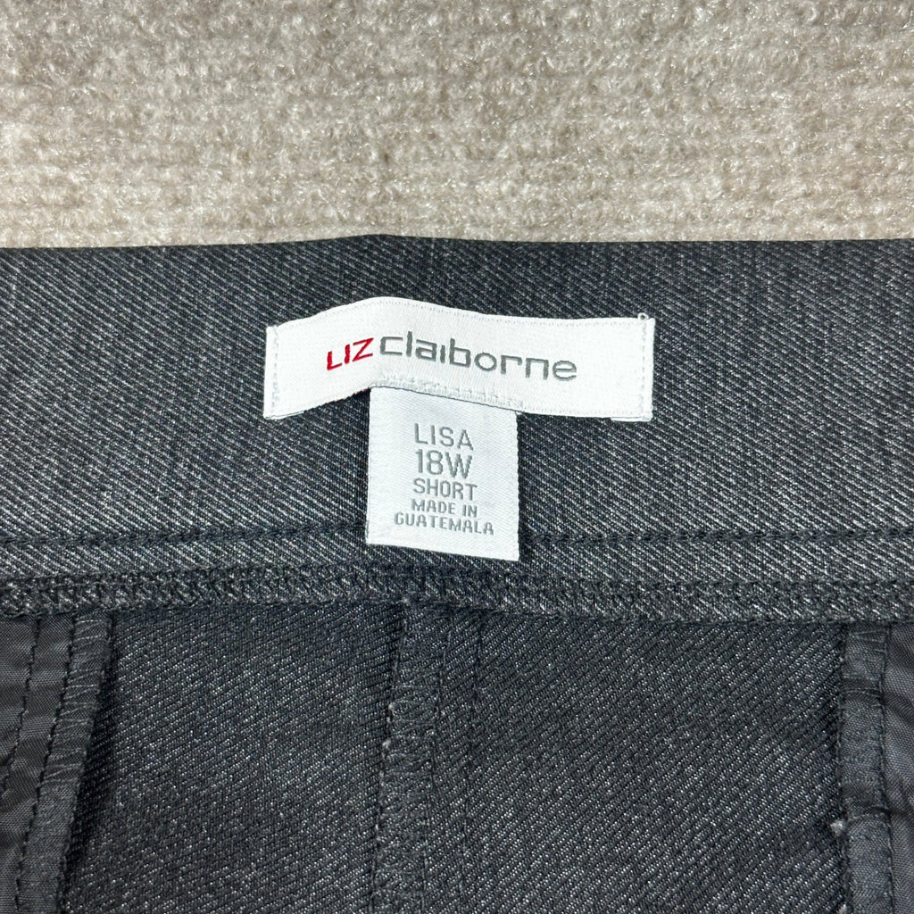 MSRP $58 Liz Claiborne Lisa Womens 18W Short Charcoal Heather Pull-On Pants