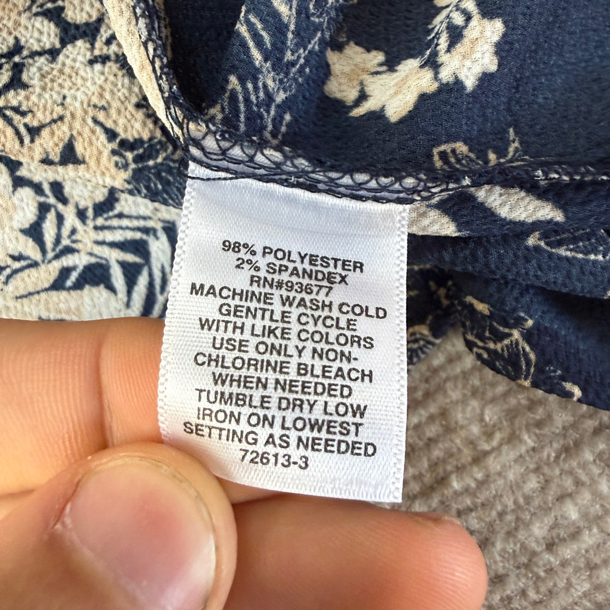 MSRP $48 Liz Claiborne Womens 3X Navy Floral Short Sleeve Blouse Round Neck