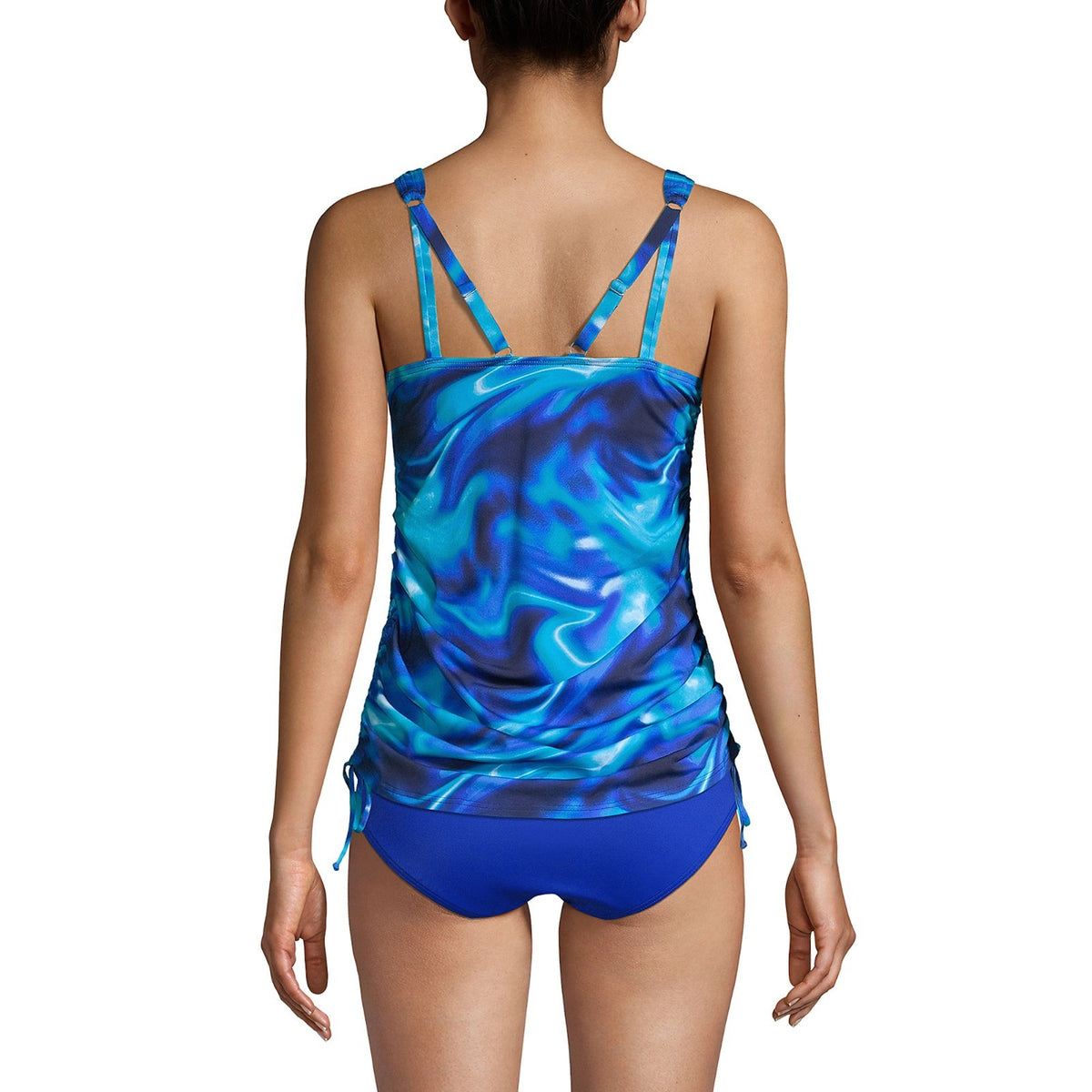 Lands' End Women's 4R, 2-4L Adjustable Underwire Tankini Swimsuit Top Chlorine