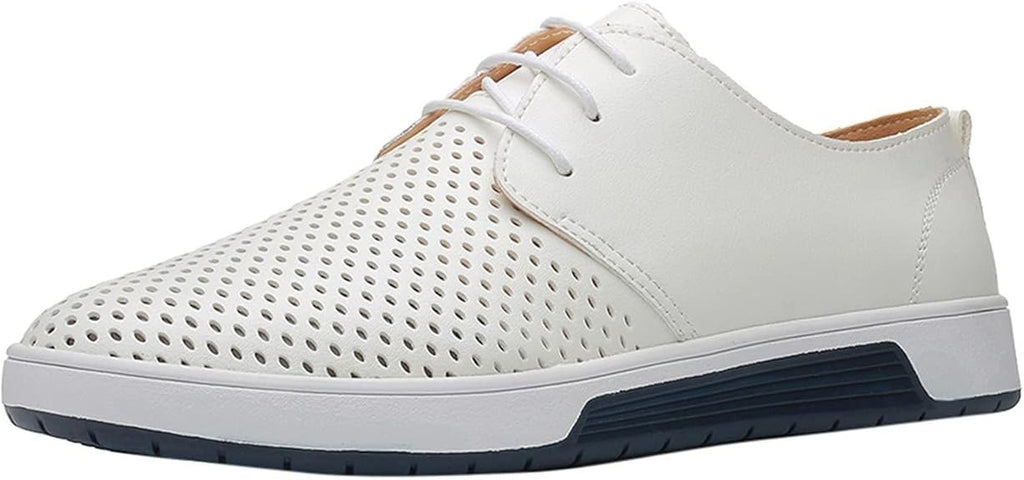 Santimon Men's US 7-10 White Casual Derby Shoes Breathable Non Slip Sneakers