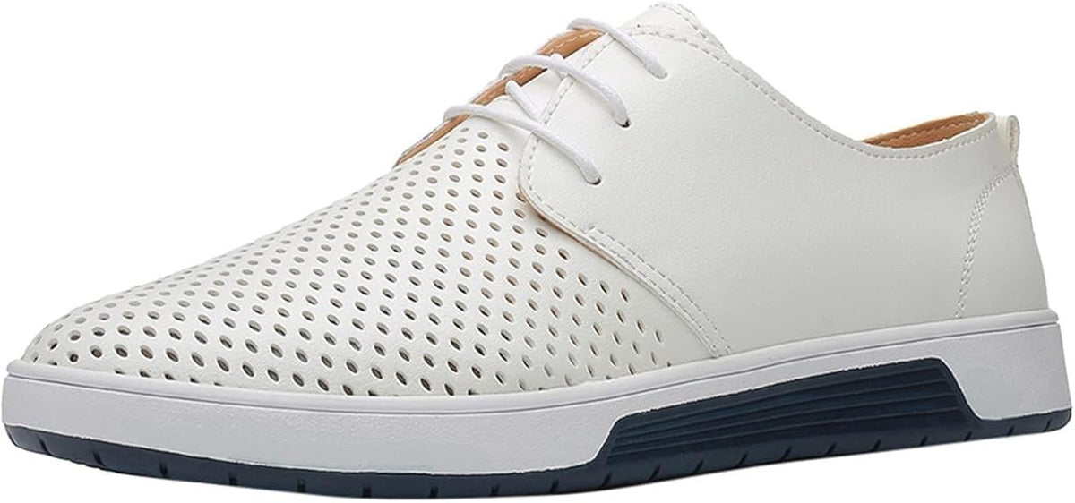 Santimon Men's US 7-10 White Casual Derby Shoes Breathable Non Slip Sneakers
