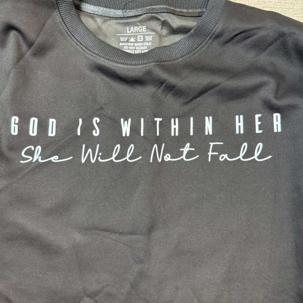 MSRP $33 VILOVE Women's L Christian Sweatshirt God Is Within Her Pullover Long