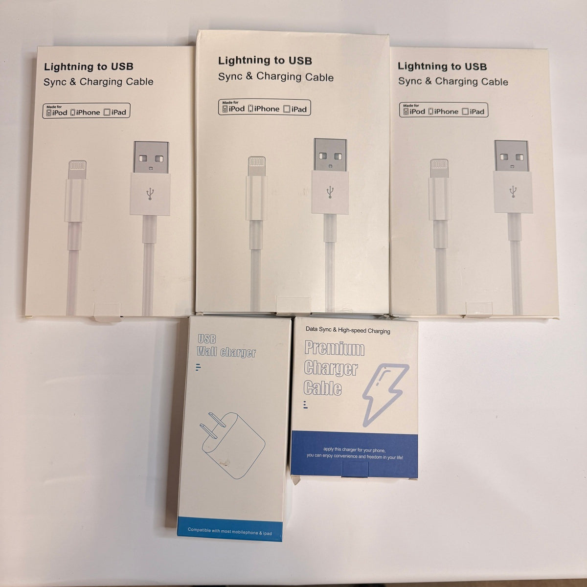 Set of 17 - 13 USB-C/A to Lightning Cables 6ft 10ft, 3 Wall Adapters, Watch Ca