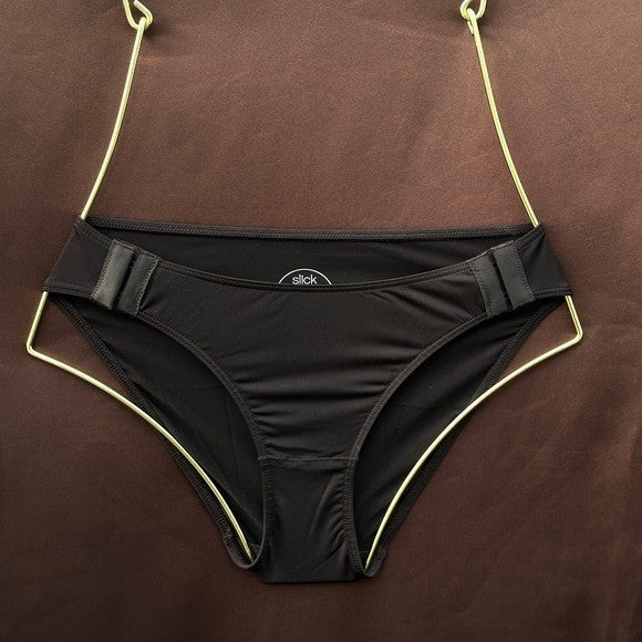 Set of 2 Women's Black/Beige Sz XS Slick Chicks Hi-Cut Brief Panties