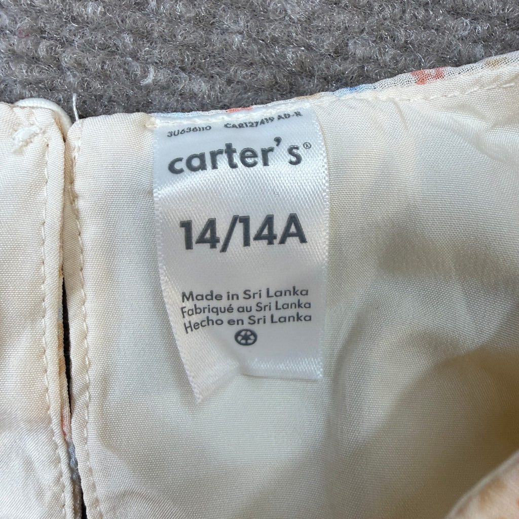 MSRP $49 Carter's Kid Girls 14 Peach Floral Print A-Line Dress Flutter Short