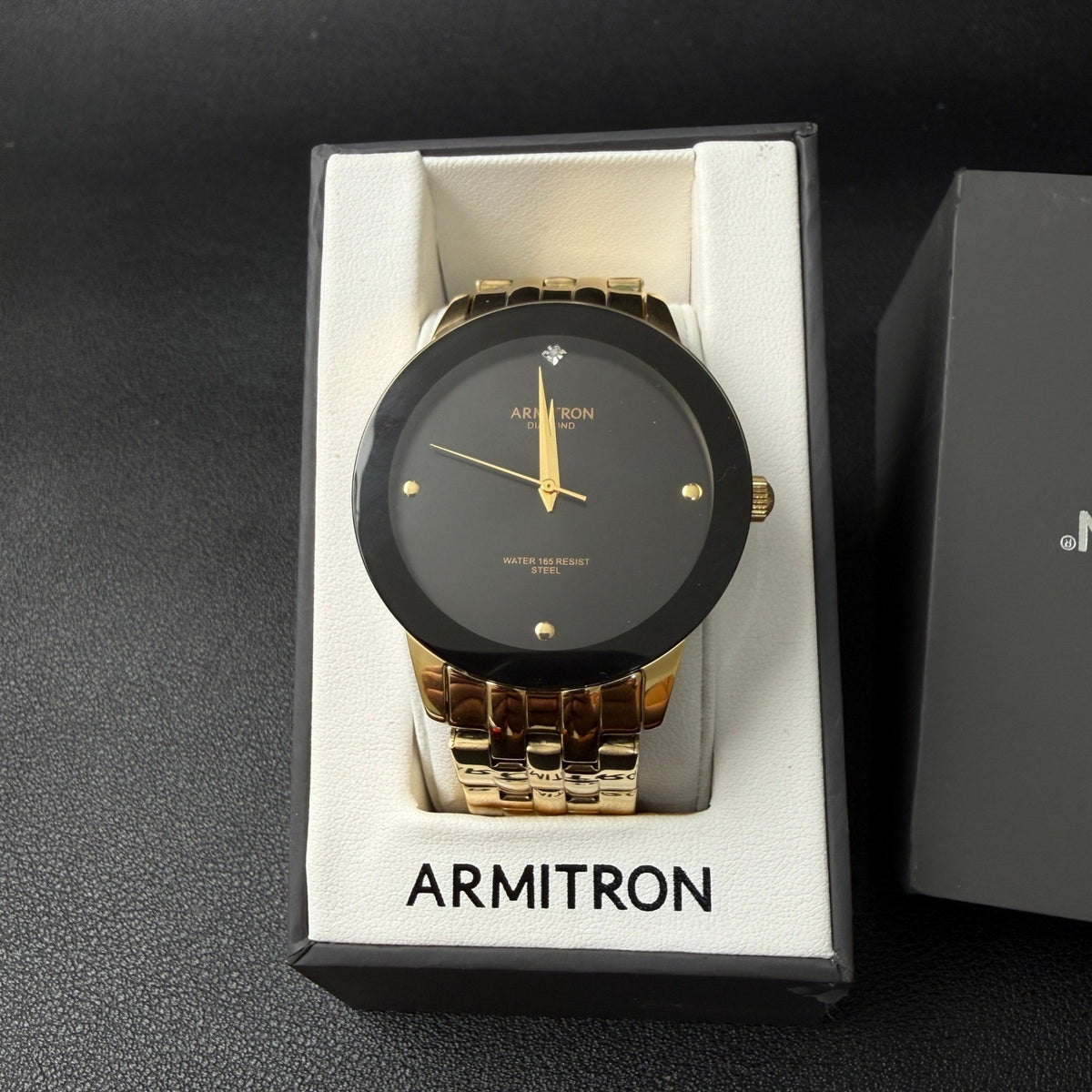 Armitron 20/4952GP Men's Diamond Gold Tone Bracelet Watch New Battery Japan Mov