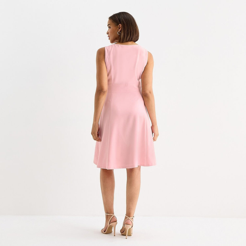 MSRP $89 Black Label by Evan-Picone Womens 10 Tutu Pink Fit + Flare Dress Sleeve