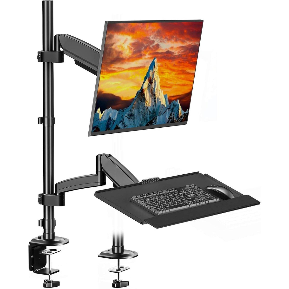 PUTORSEN Sit Stand Monitor Desk Mount w/ Keyboard Tray for 17-32" Screens Height