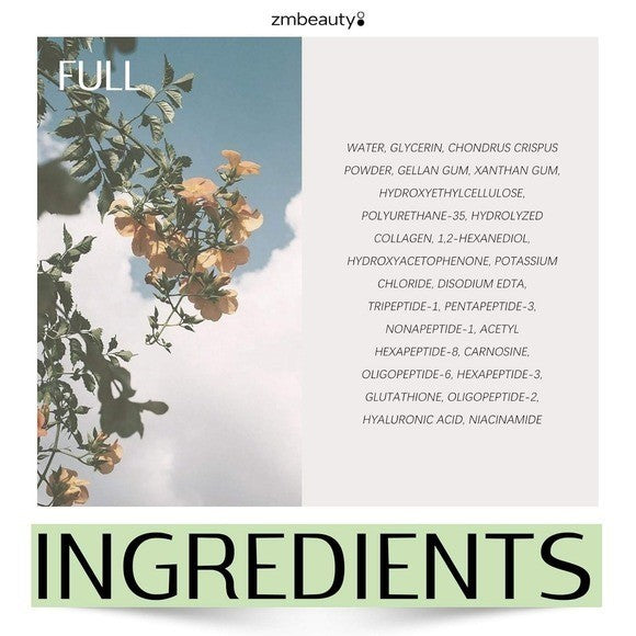 Pack of 4 ZMbeauty Collagen Anti-Wrinkle Face Mask Exp 08/2027 with 9 Peptides