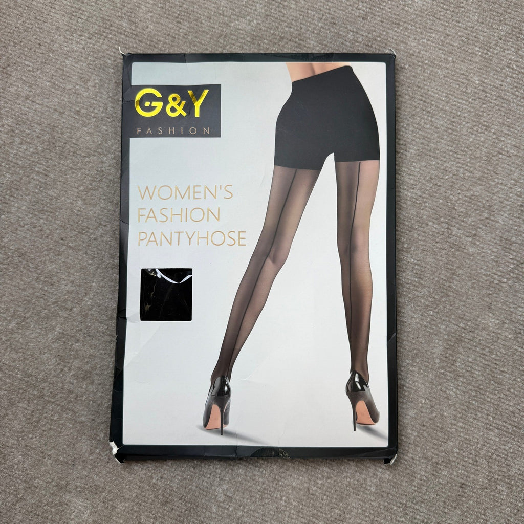 Set of 2 G&Y Women's M Black, Nude Backseam Sheer Tights - 20D Control Top Pant