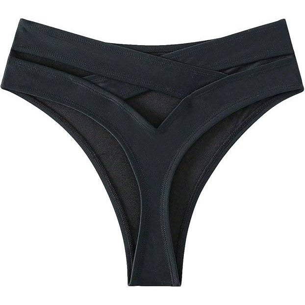SOLY HUX Women's XL Black Criss Cross Cut Out Back Bikini Bottoms Swimsuit
