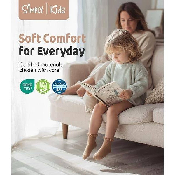 MSRP $21 Simply Kids 6 Pairs 6-12 Months Ruffle Socks, Baby Little Girl Kids G