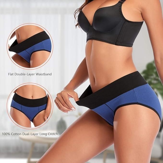 Set of 6 MSRP $23 Eiggam XXL Underwear for Women Cotton High Waist Panties Full
