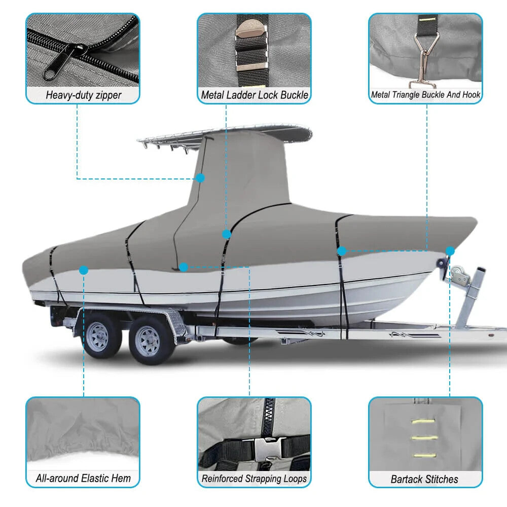 Zenicham Grey 900D Marine Grade Fade and Tear Resistant Trailerable T-Top Heavy-