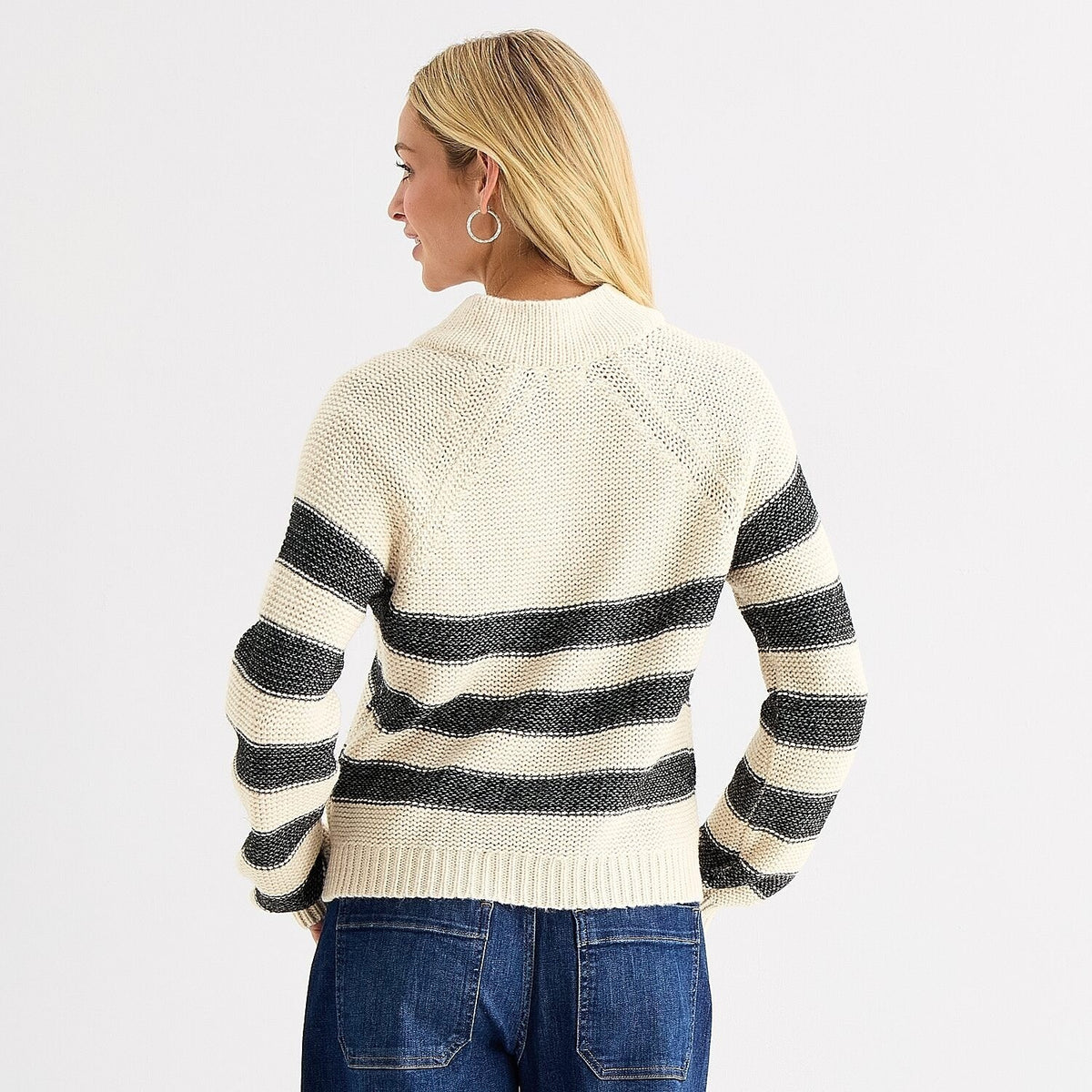 MSRP $42 a.n.a Womens XL Tall Birch Stripe Split Crew Neck Pullover Sweater
