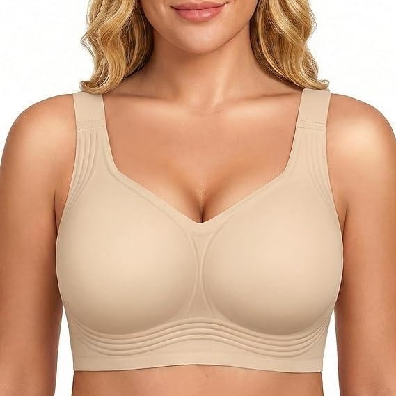 MSRP $22 Women's XL Nude Supportive Wireless Bra Push Up Full Coverage Seamless