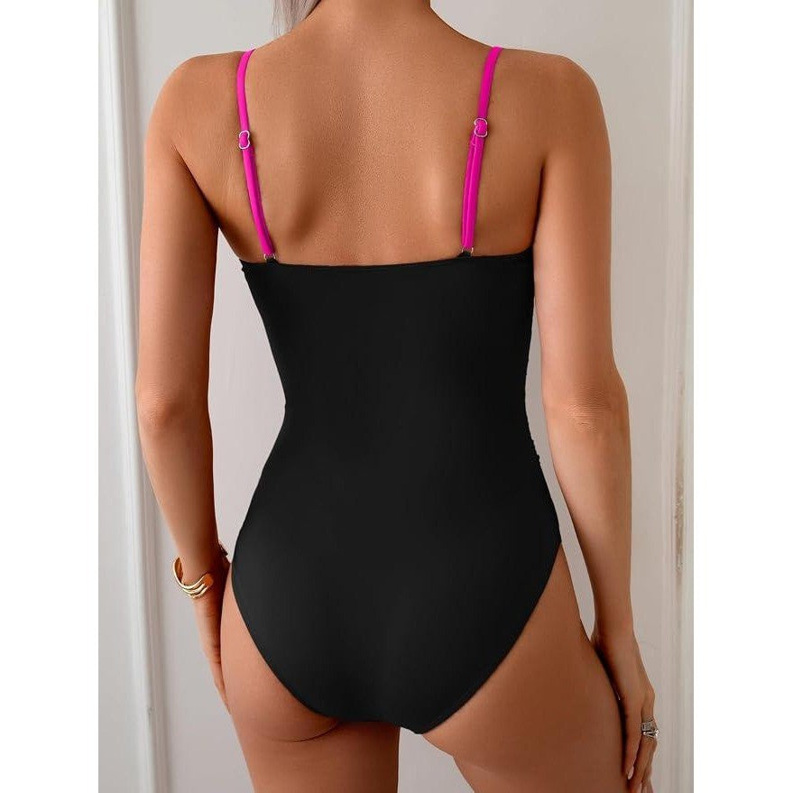 MSRP $49 Eomenie Women's M One Piece Swimsuit Tummy Control U Wire Ruched
