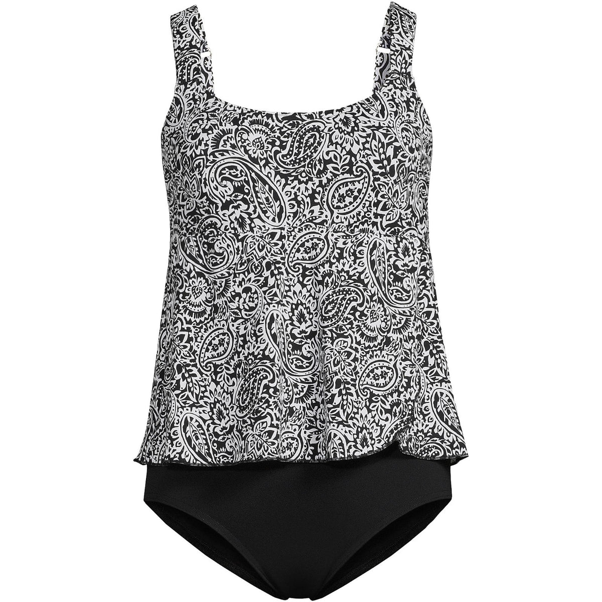 Lands' End Women's XS, XS-S LONG Flutter Fauxkini One Piece Swimsuit Chlorine Re