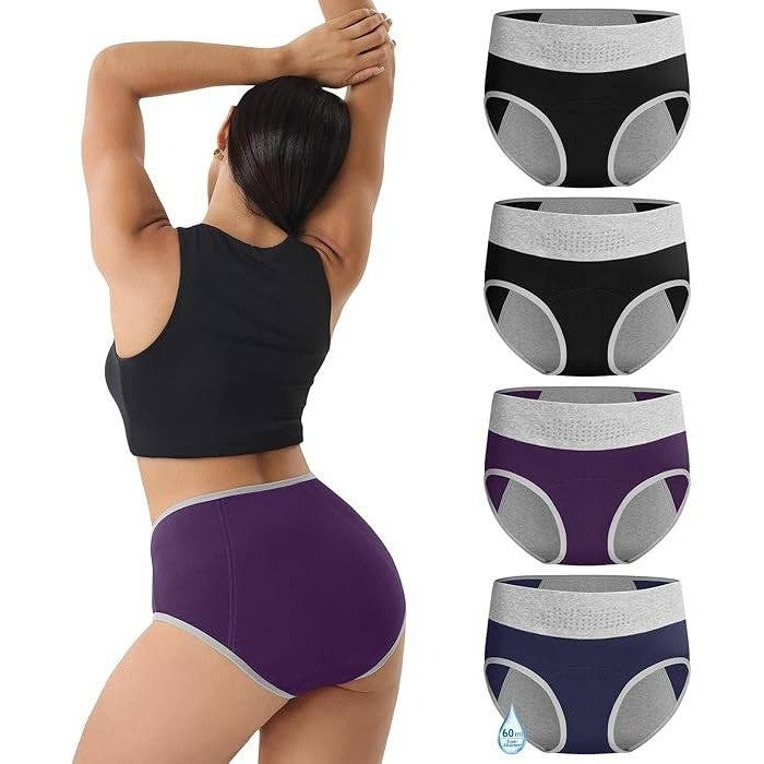 Set of 4 MSRP $36 IGOLUMON Women's 2XL Period Underwear Leak-Proof Incontinen